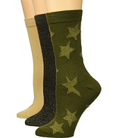 Steve Madden - 3-Pack Crew w/ Lurex Star Pattern