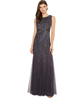 Adrianna Papell - Sleeveless Fully Beaded Gown with Waist Detail