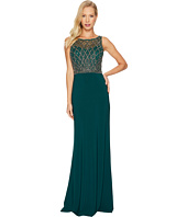 Adrianna Papell - Sleeveless Beaded Gown with Solid Crepe Skirt